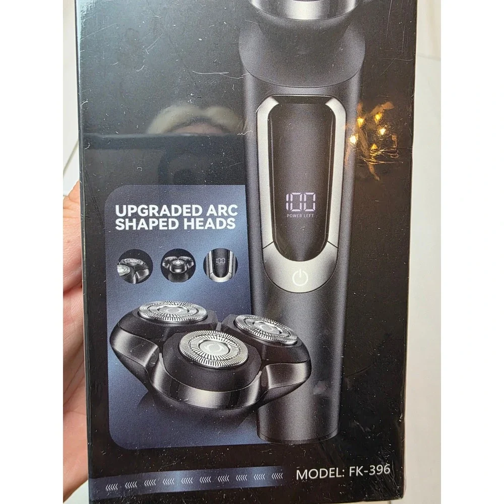 Electric Shaver FK-396 Wet‎ Dry Waterproof 3D Rotary Razor LED Display Black A6